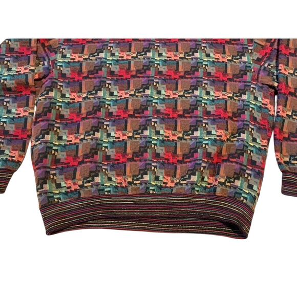 BARNES STORM Sweater Men Large Wool Blend Woven Wave Geometric Art Pattern Vntg - Picture 6 of 11